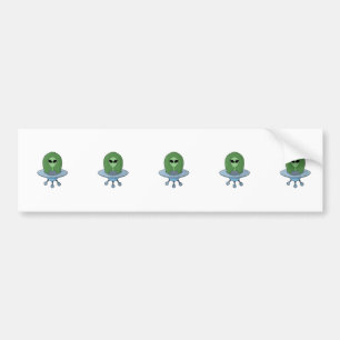 Alien in seinem kleinen Raumschiff Autoaufkleber