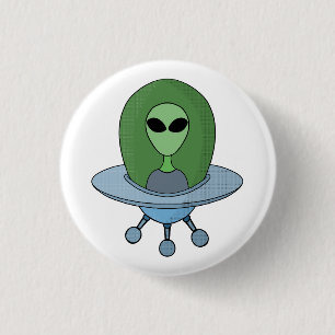 Alien in seinem kleinen Raumschiff Button