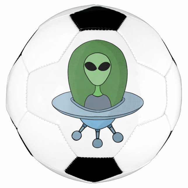 Alien in seinem kleinen Raumschiff Fußball (Vorderseite)