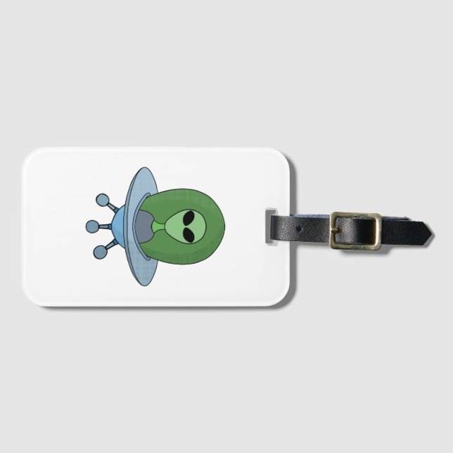 Alien in seinem kleinen Raumschiff Gepäckanhänger (Vorderseite (Horizontal))