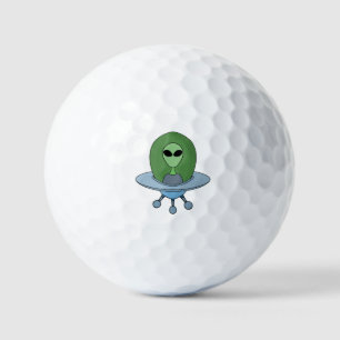 Alien in seinem kleinen Raumschiff Golfball