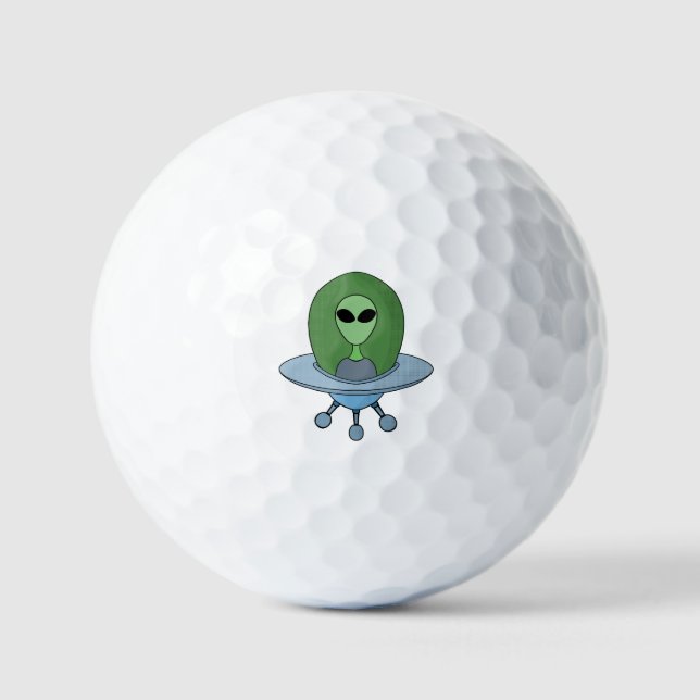 Alien in seinem kleinen Raumschiff Golfball (Vorderseite)