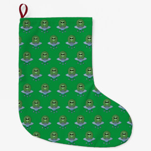 Alien in seinem kleinen Raumschiff Großer Weihnachtsstrumpf