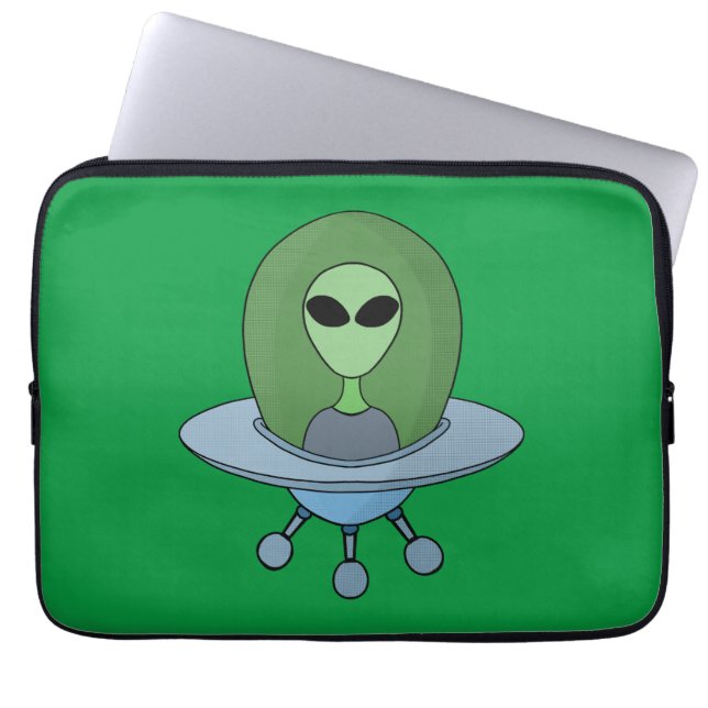 Alien in seinem kleinen Raumschiff Laptopschutzhülle (Vorderseite)