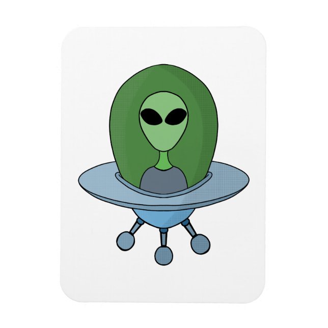 Alien in seinem kleinen Raumschiff Magnet (Vertikal)