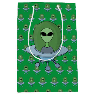 Alien in seinem kleinen Raumschiff Mittlere Geschenktüte
