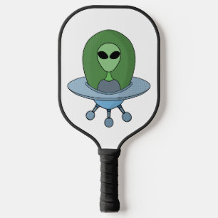 Alien in seinem kleinen Raumschiff Pickleball Schläger