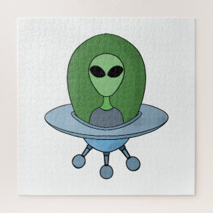 Alien in seinem kleinen Raumschiff Puzzle