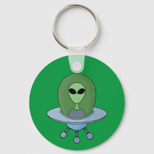 Alien in seinem kleinen Raumschiff Schlüsselanhänger