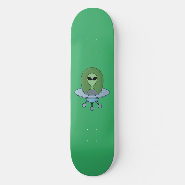 Alien in seinem kleinen Raumschiff Skateboard (Vorderseite)