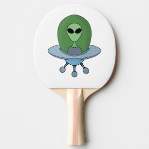 Alien in seinem kleinen Raumschiff Tischtennis Schläger