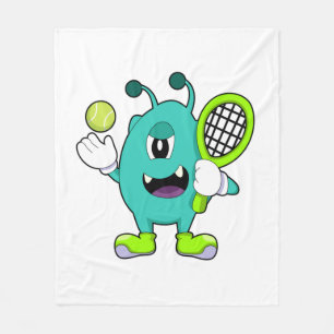 Alien in Tennis mit Tennisschläger Fleecedecke