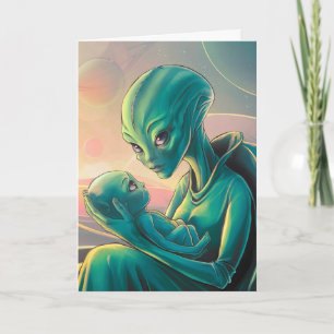 Alien individuelles Muttertagsgeschenk Karte