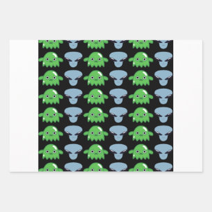 Alien intergalaktisches Geschenkpapier Set