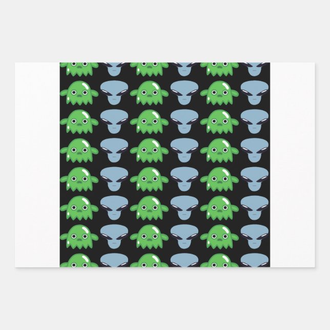 Alien intergalaktisches Geschenkpapier Set (Vorderseite 3)