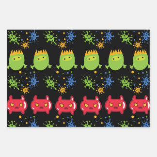 Alien intergalaktisches Geschenkpapier Set