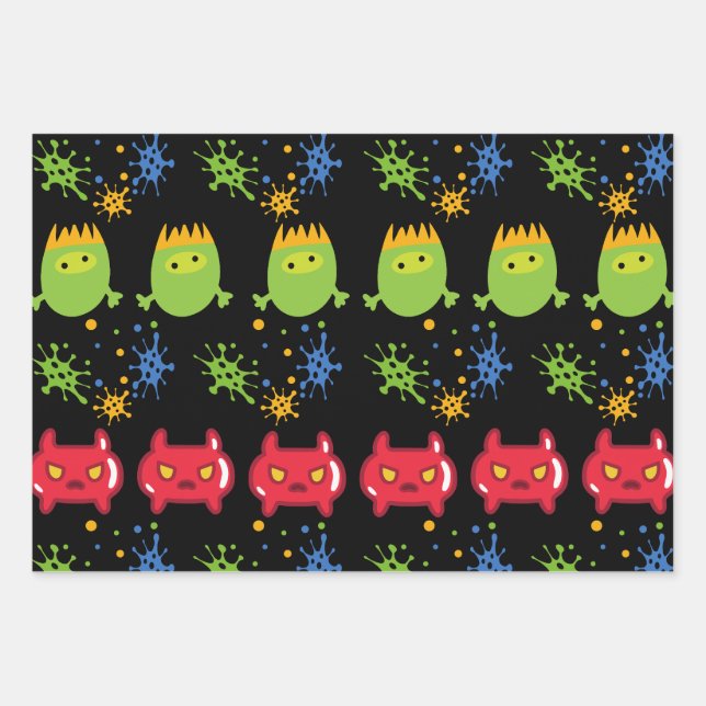 Alien intergalaktisches Geschenkpapier Set (Vorderseite 3)