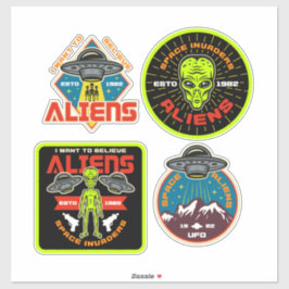 Alien Invaders Set 4 Extraterrestrische Bundle Aufkleber