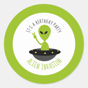 Alien Invasion, Geburtstag Runder Aufkleber