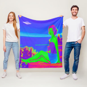 Alien Invasion Pop Art Fleece Blanket
