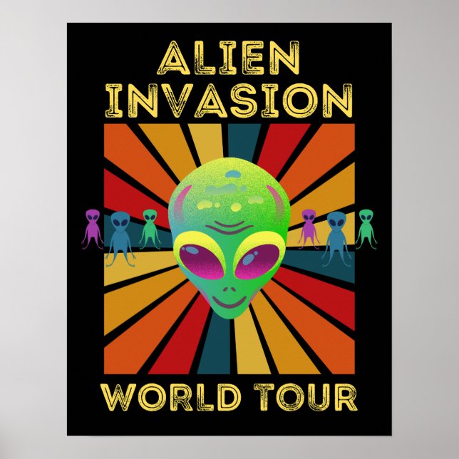Alien Invasion Retro World Tour Posters Poster (Vorne)