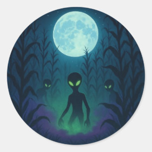 Alien Invasion Runder Aufkleber