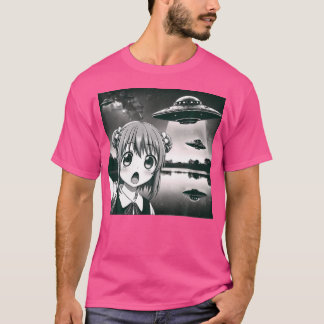 Alien Invasion Sci-Fi Spaß Anime Girl Selfie mit T-Shirt