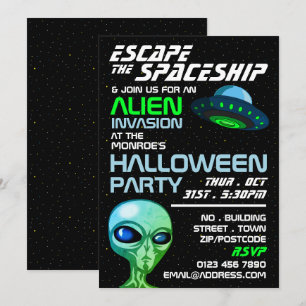 Alien Invasion Thema, Escape Room, Halloween-Party Einladung