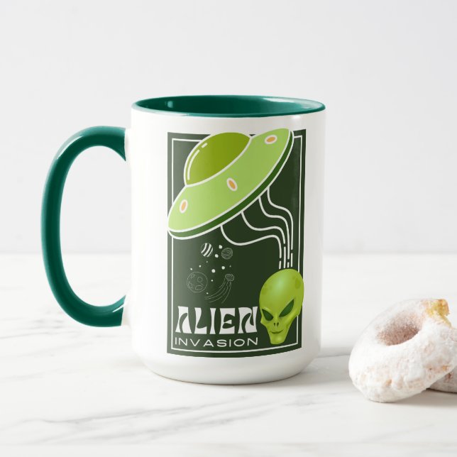 Alien Invasion Ufogalaxie Tasse (Mit Donut)
