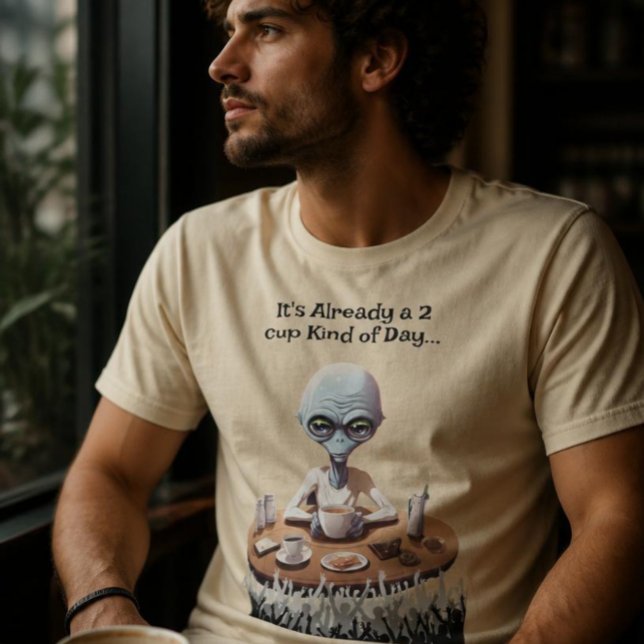 Alien-Kaffee-Liebhaber T-Shirt (AI Generated Model)