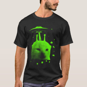 Alien-Katze-Meme-UFO-vintage-Grafik-Y2K-lustig-alb T-Shirt