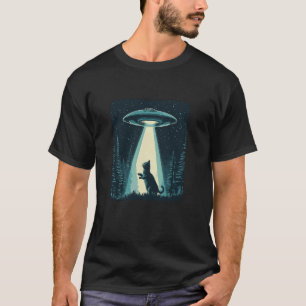 Alien-Katze mit UFO für Strahlen hoch Liebhaber T-Shirt