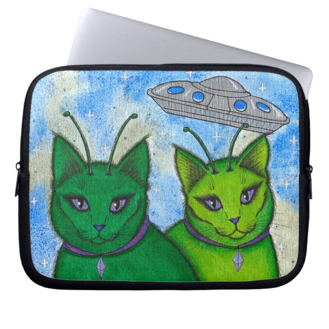 Alien-Katzen Laptopschutzhülle (Vorderseite)