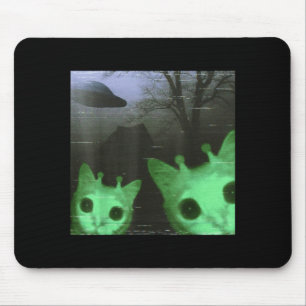 Alien Katzen Ufo Lustiges Gruseliges Katzen Meme F Mousepad