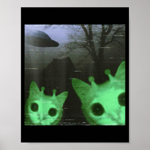 Alien Katzen Ufo Lustiges Gruseliges Katzen Meme F Poster
