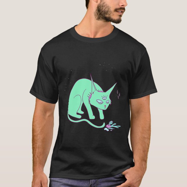 Alien Katzenwelse mit Fisch T-Shirt (Vorderseite)