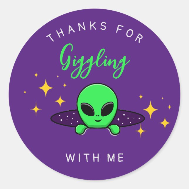 Alien Kindergeburtstag Gastgeschenk Runder Aufkleber (Vorderseite)