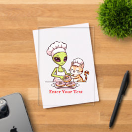Alien-Koch-Katze-Donut-Kawaii-Design Acryleinladungen