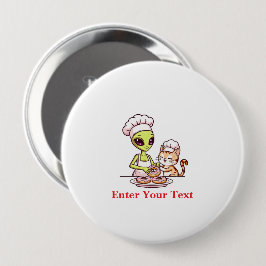 Alien-Koch-Katze-Donut-Kawaii-Design Button