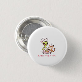 Alien-Koch-Katze-Donut-Kawaii-Design Button