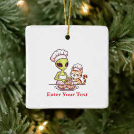 Alien-Koch-Katze-Donut-Kawaii-Design Keramikornament