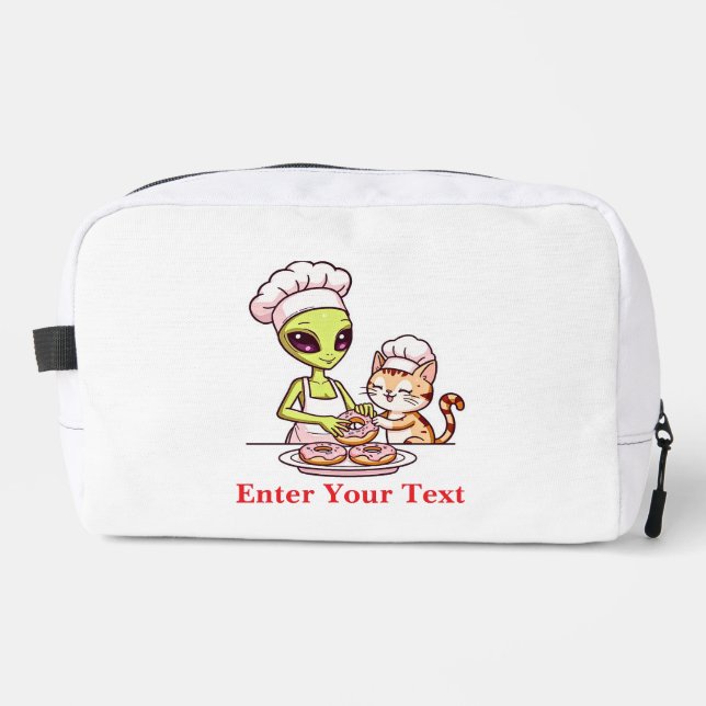 Alien-Koch-Katze-Donut-Kawaii-Design Waschbeutel (Vorderseite)