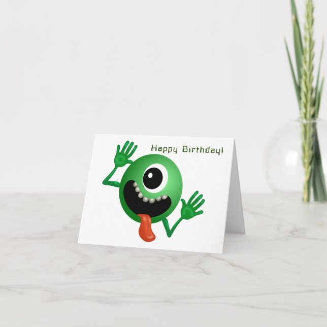 Alien kommt zum Geburtstag Karte (Vorderseite)