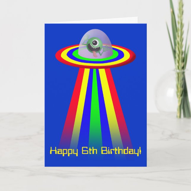 Alien kommt zum Geburtstag Karte (Vorderseite)