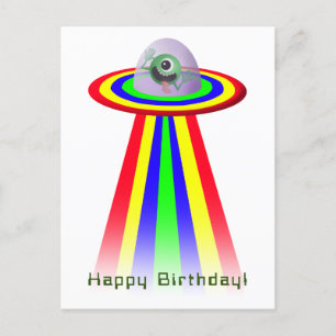 Alien kommt zum Geburtstag Postkarte
