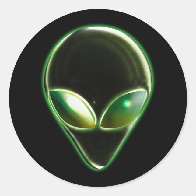 Alien Kopf 04 Runder Aufkleber (Vorderseite)