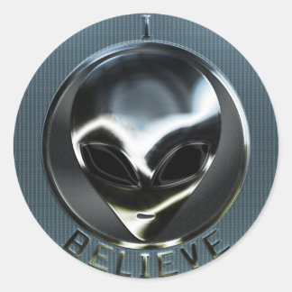 Alien Kopf 05 Runder Aufkleber