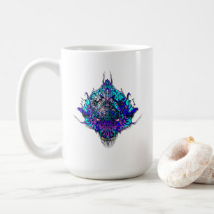 Alien Kopf blau-lila Stammesdesign Kaffeetasse