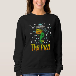 Alien Kopf isst Pizza UFO Außerirdischer Ficti Sweatshirt