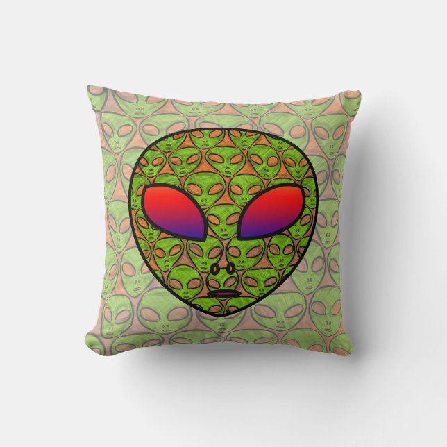 ALIEN-KOPF KISSEN (Vorderseite)
